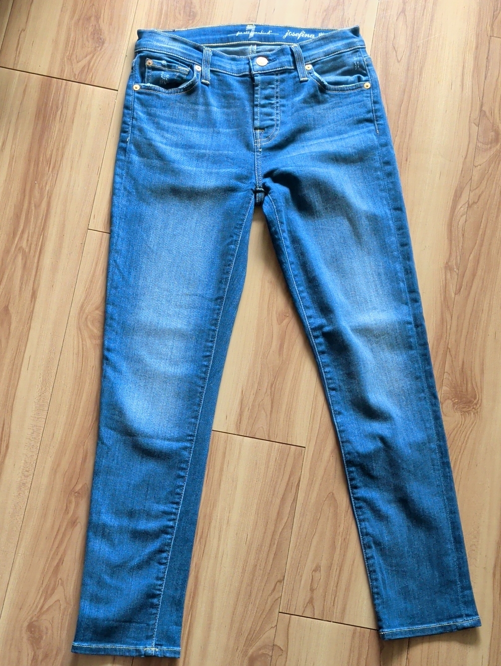 Blue Women's 7 For All Mankind Stretch Skinny Jeans